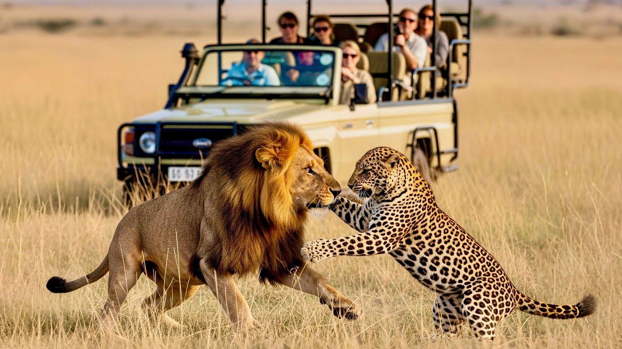 Safari s lvem a leopardem v savaně